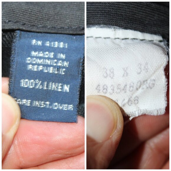 VTG Polo Ralph Lauren 100% Linen men's Black Trousers W34 X 32 Pleated Pants - Picture 6 of 6